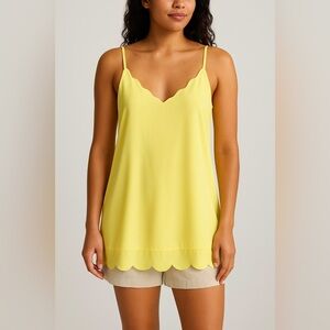 White Birch Sunny Yellow Scallop Hem Tank Top